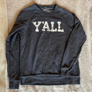 “Y’ALL” fleece crewneck sweatshirt gray blue